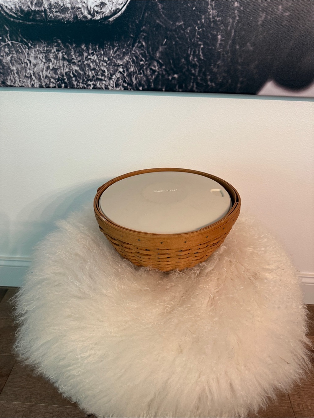 Longaberger Plastic Bowl w/Lid & Woven Basket